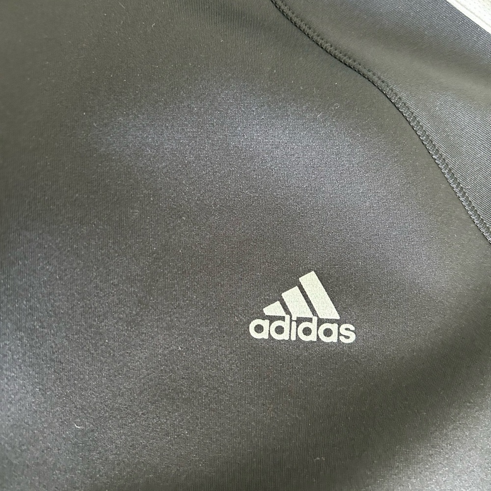 Adidas Black Half-Zip Pullover with White Stripes. - Picture 4 of 6